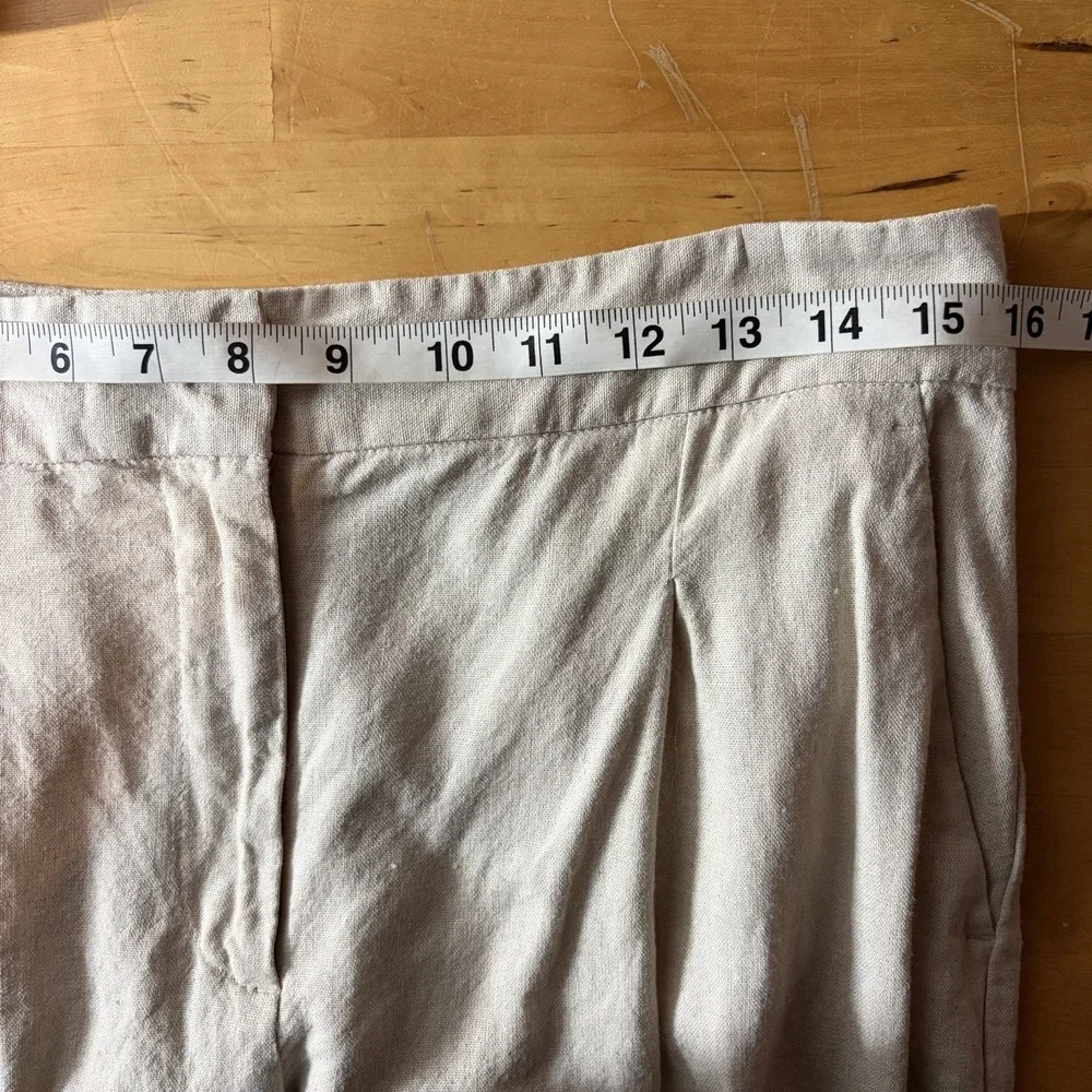 Zara Linen Blend Wide Leg Cropped Pants Size M Minimalist Chic Coastal Modern
